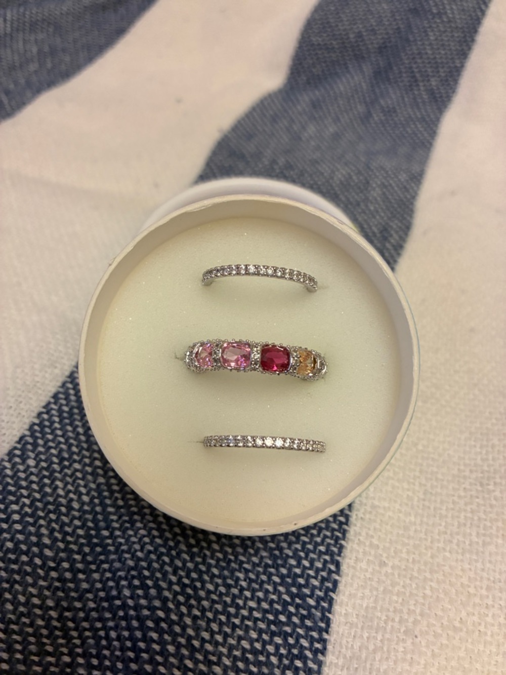 Multistone Pink and Red Gemstone Stackable Ring Set - Women Jewelry Rings